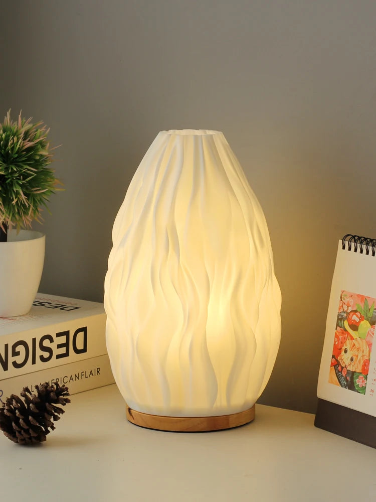 Lampe à poser Abat-jour imprimé en 3D de Style crème française - vue 4 sur 14