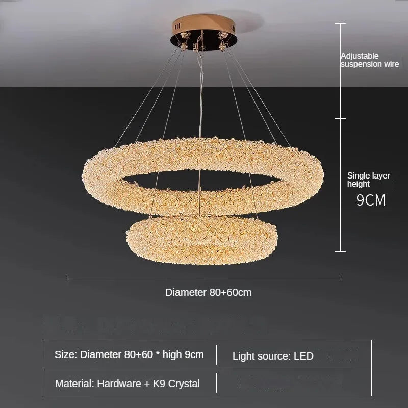 lustre en cristal k9 design élégant pour éclairage moderne - vue 10 sur 13