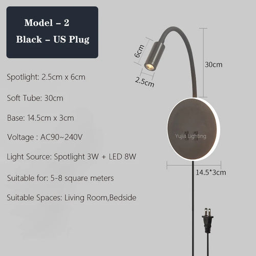 applique murale led moderne avec ports usb et interrupteur - vue 17 sur 22