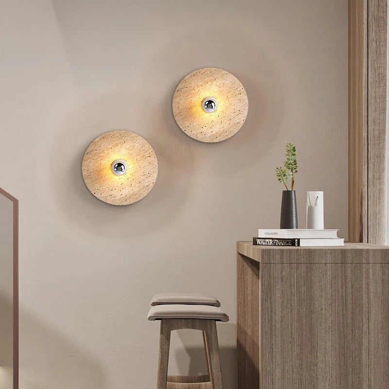 applique murale rétro en pierre naturelle design scandinave à led - vue 2 sur 8