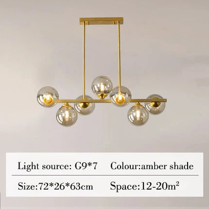 lustre suspendu en cuivre avec boule de verre pour décoration intérieure - vue 11 sur 10