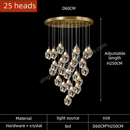 lustre en cristal suspendu pour un éclairage élégant et moderne - vue 14 sur 14