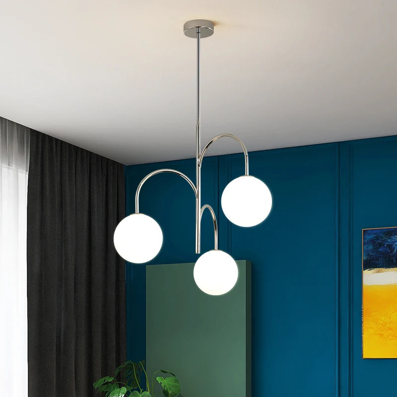 lustre moderne en fer et verre pour décoration intérieure - vue 6 sur 7