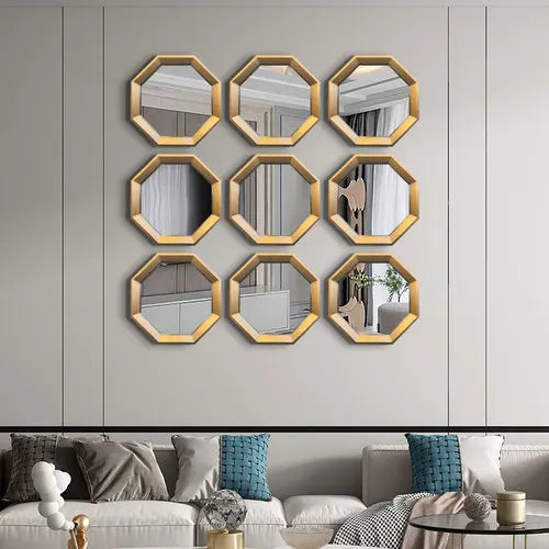miroir octogonal décoratif imitation métal pour cheminée - vue 9 sur 10
