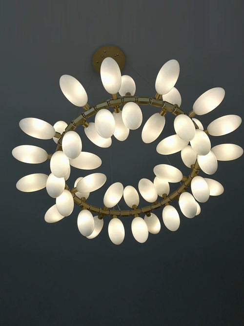 Modern Luxury  White Glass Grape Shaped Duplex Villa Chandelier, Living Room, Dining Room, Hotel Circular Decorative Chandelier - vue 2 sur 15
