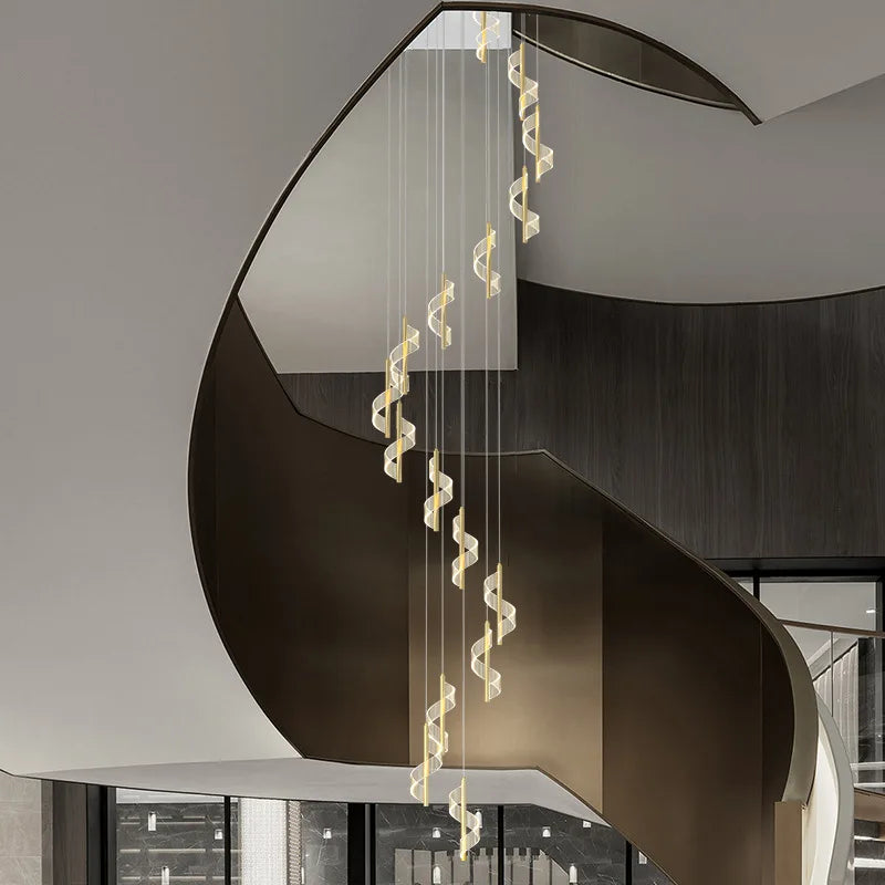 lustre led moderne nordique en acrylique à torsion spirale - vue 2 sur 12