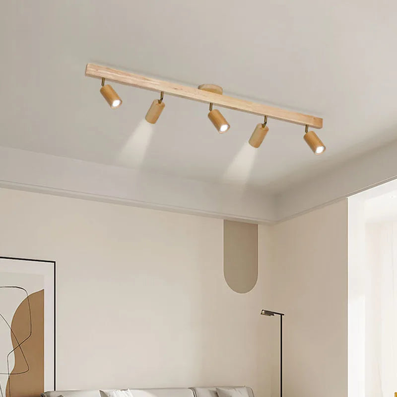 Plafonniers en bois nordiques spot rotatif salon chambre salle à manger spot réglable vestiaire luminaire - vue 3 sur 17