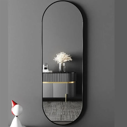 miroir de maquillage suspendu design ovale en métal pleine longueur - vue 5 sur 6