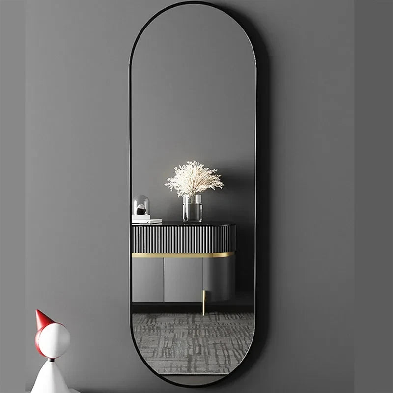 miroir de maquillage suspendu design ovale en métal pleine longueur - vue 5 sur 6
