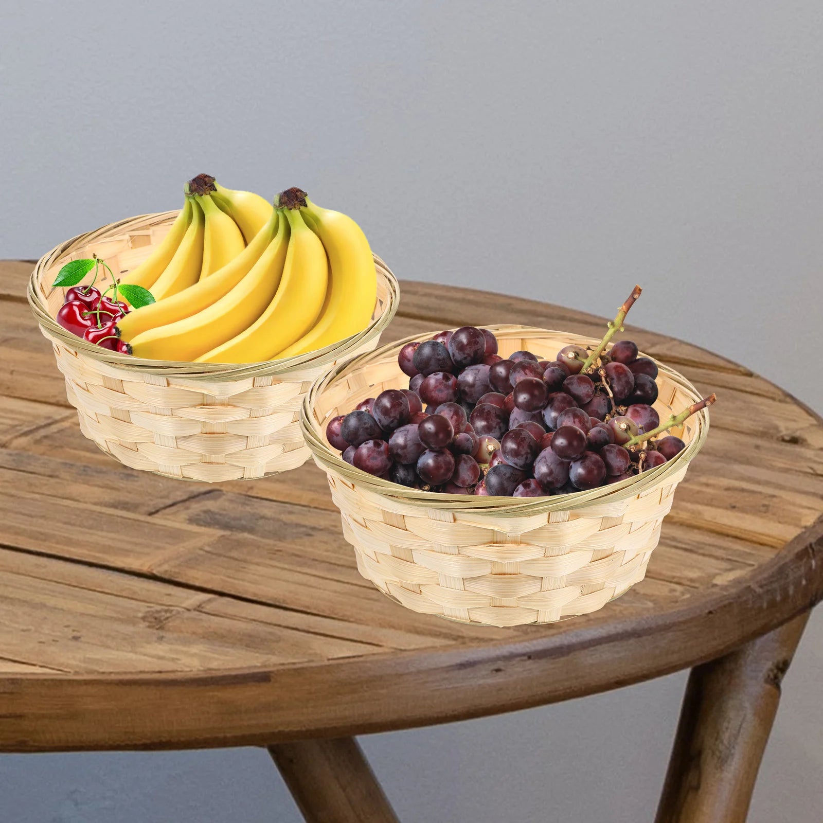 lot de 3 paniers en bambou pour fruits et rangement - vue 7 sur 7