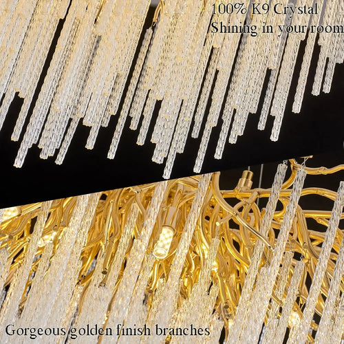 lustre suspendu en cristal doré design moderne pour intérieur élégant - vue 3 sur 9