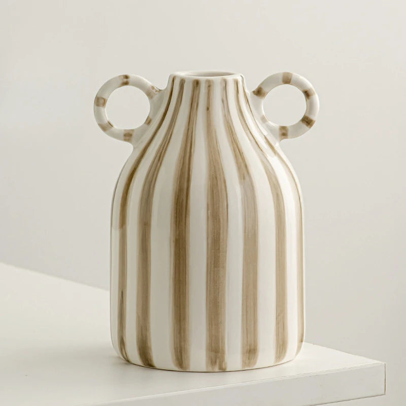 vase céramique rayé visage souriant ambiance mignonne décoratif - vue 8 sur 12
