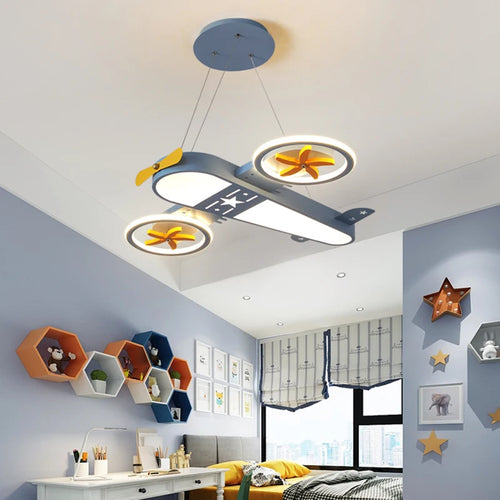 lustre dessin animé avion led avec télécommande pour enfants - vue 3 sur 8