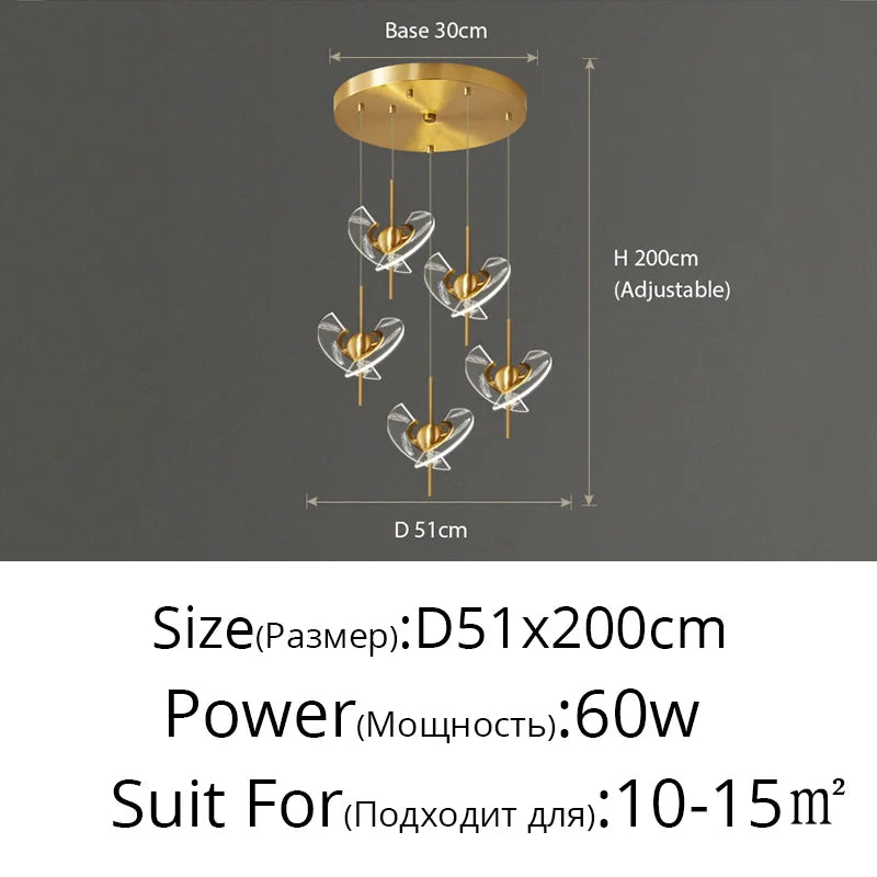 lustre moderne en cuivre pour décoration créative intérieur élégant - vue 12 sur 14