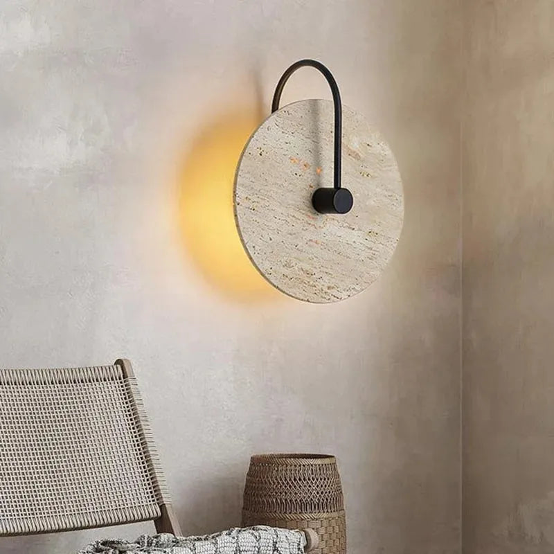 applique murale japonaise en travertin jaune à led pour hôtel et décoration - vue 4 sur 11