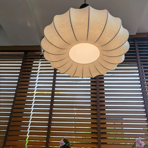 lustre en soie avec abat-jour en tissu lumineux - vue 2 sur 9
