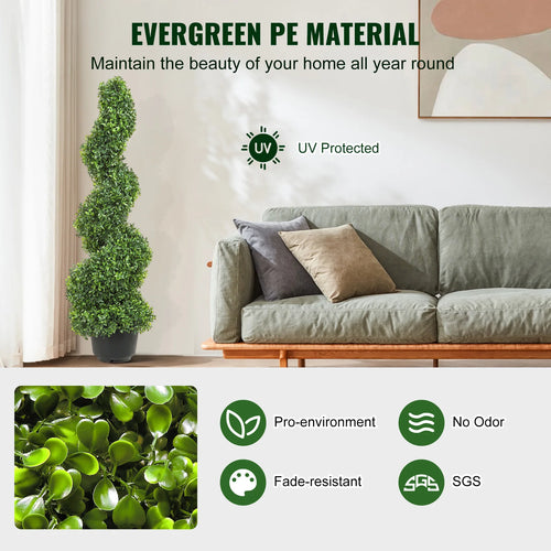 plante topiaire spirale décorative pour Noël en plastique artificiel - vue 4 sur 6