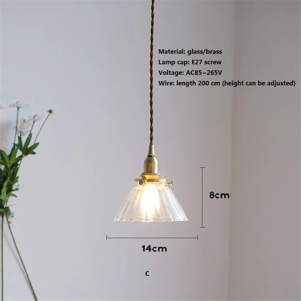 suspension en verre style américain luminaire rétro en laiton - vue 9 sur 10