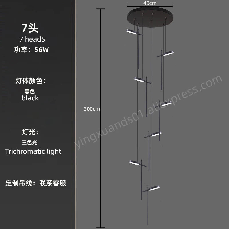 lustre moderne suspendu en acrylique design créatif 2023 à LED - vue 9 sur 17