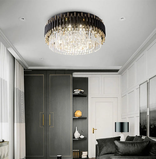 lustre led moderne en cristal de luxe éclairage décoratif - vue 4 sur 9