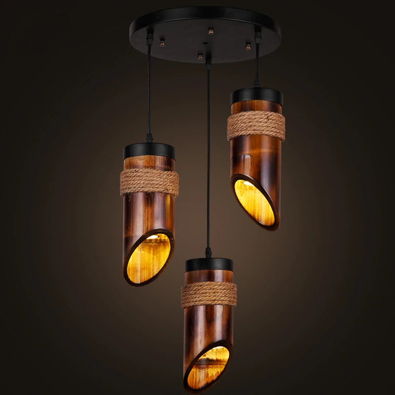 Style américain loft suspension lumière restaurant couloirs chinois Antique bambou corde art lampe suspendue pub magasin café lampes MJ710 - vue 3 sur 7
