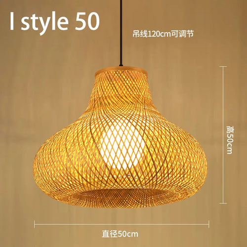 lustre style chinois fait main en bambou tissage pastoral vintage - vue 26 sur 30