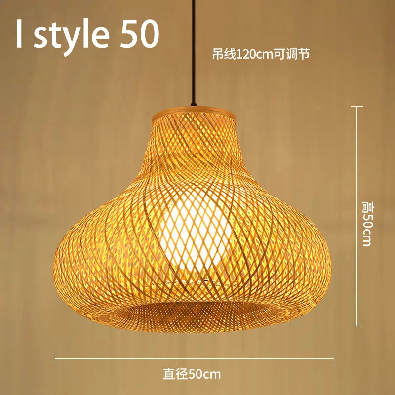 lustre style chinois fait main en bambou tissage pastoral vintage - vue 25 sur 30