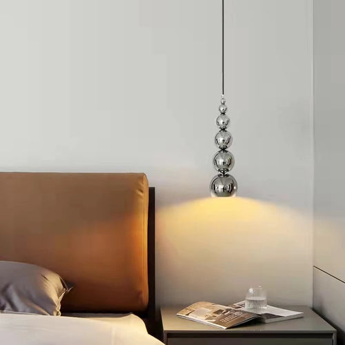 suspension bauhaus style moderne boule chrome - vue 2 sur 6