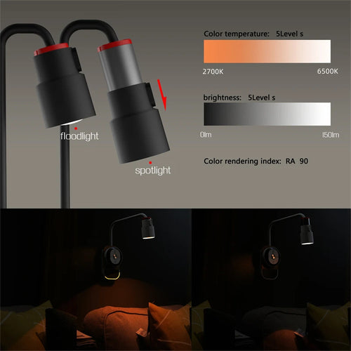 lampe de chevet led moderne nordique rechargeable avec télécommande réglable - vue 2 sur 8