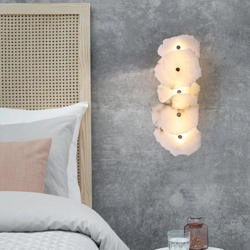applique murale moderne en laiton et marbre naturel design luxe - vue 3 sur 12