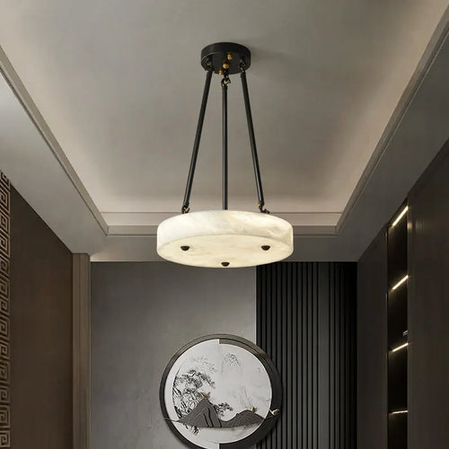lustre en marbre et cuivre design moderne minimaliste rétro led - vue 3 sur 7