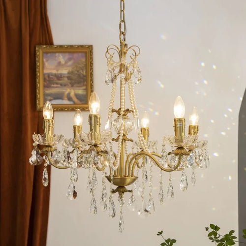 lustre en cristal luxe avec simulation de bougie led - vue 3 sur 7