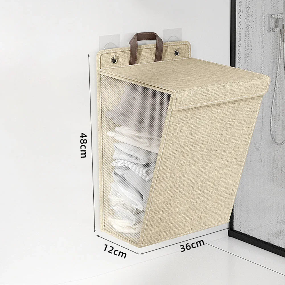 panier à linge adhésif pliable mural multifonctionnel pour vêtements - vue 7 sur 10