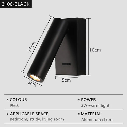 Applique murale led moderne réglable rotative pour lecture - vue 11 sur 12