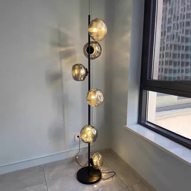 Scandinavia Glass Shade Led Floor Lamp Living Room Home Decor Corner Sofa Bedroom Bedside Standing Table Light - vue 5 sur 14
