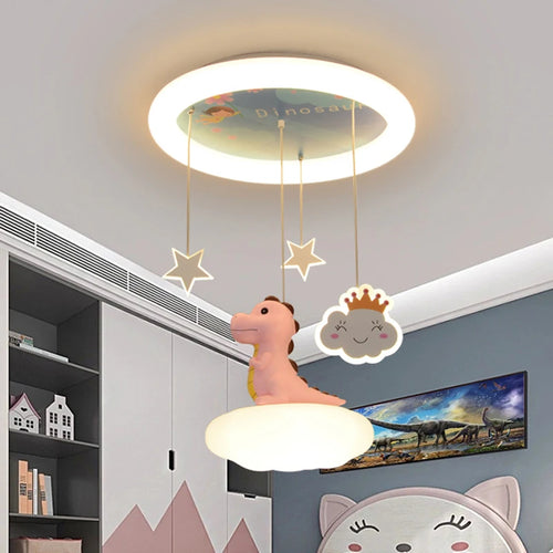 Lustre créatives pour chambre d'enfants rose vert dinosaure fille garçon enfants suspendus - vue 2 sur 9