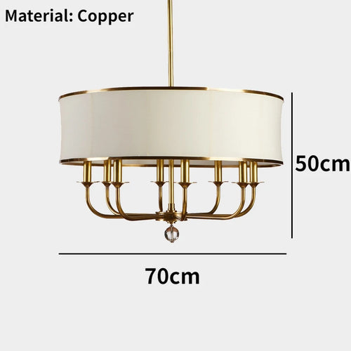 lustre en cuivre style américain avec abat-jour en tissu créatif simple - vue 11 sur 10