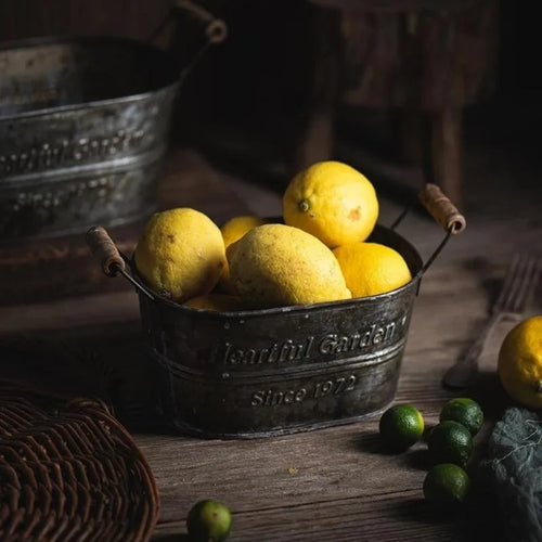 panier de rangement en métal vintage pour fleurs et fruits - vue 2 sur 6