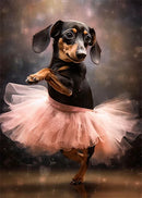 portraits de ballerine de chien art abstrait mural kawaii