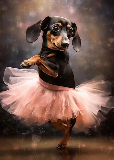 portraits de ballerine de chien art abstrait mural kawaii - vue 25 sur 26