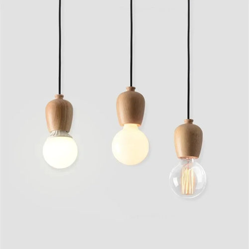 suspension vintage en bois de chêne design moderne - vue 2 sur 15