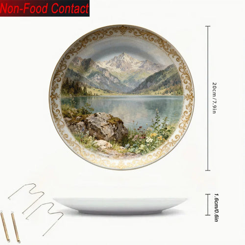 Assiette murale décorative céramique motif paysage élégant - vue 5 sur 5