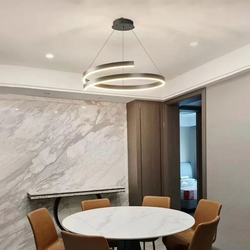lustre spirale en aluminium led pour décoration maison - vue 3 sur 12