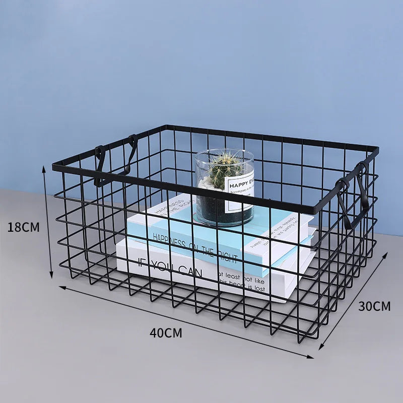 panier de rangement multifonctionnel en fer noir pour bureau - vue 5 sur 6