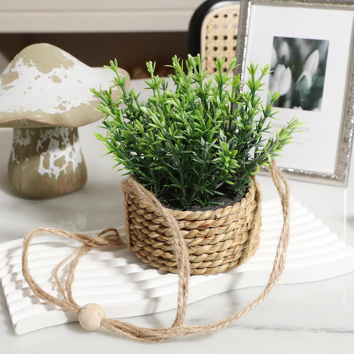 plantes artificielles eucalyptus romarin décoration verte en pot - vue 7 sur 9