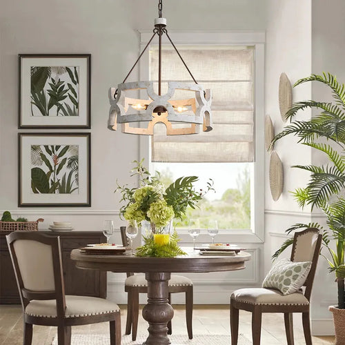 Créatif américain Rural bois lustre lumière salon salle à manger couloir magasin de vêtements boutique Restaurant suspension lampe - vue 4 sur 8