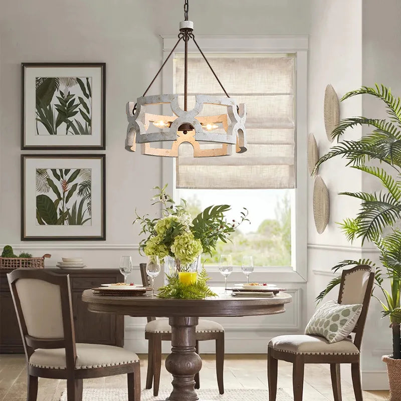 Créatif américain Rural bois lustre lumière salon salle à manger couloir magasin de vêtements boutique Restaurant suspension lampe - vue 3 sur 8