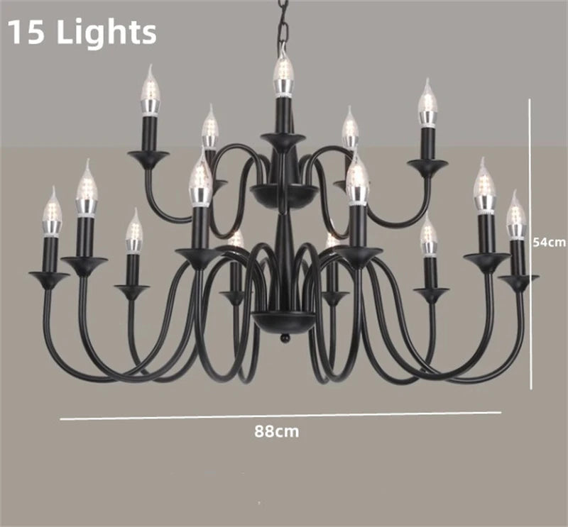 lustre rustique classique en fer pour décoration intérieure