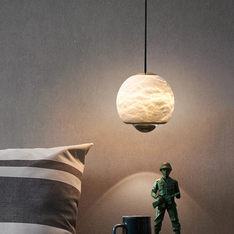 suspension LED en marbre naturel espagnol idéale pour bar et restaurant - vue 2 sur 6