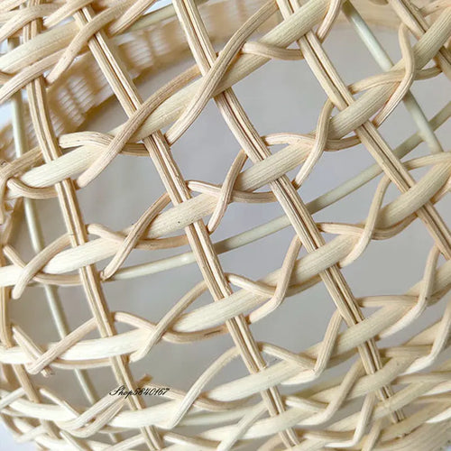 Lustre moderne en rotin fait à la main - vue 4 sur 8